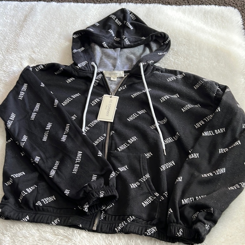 No Comment NY-LA Cropped Hoodie size M